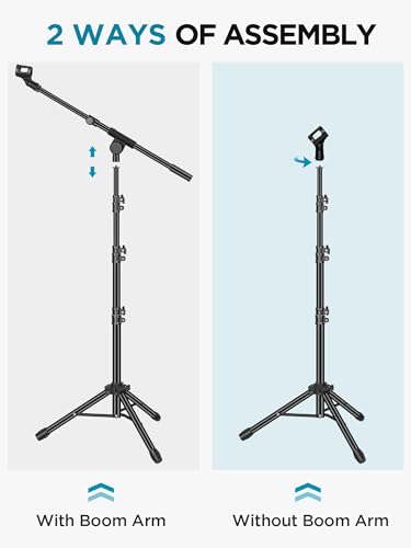 InnoGear Mic Stand 2 Set Tripod Boom Arm Floor Microphone Stand Flex Height