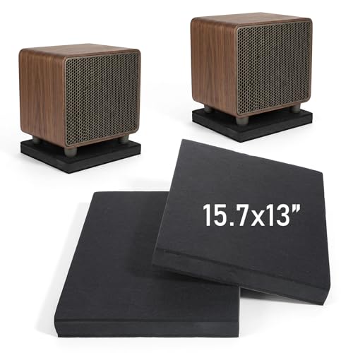 2 Pcs 8-10'' Studio Monitor Noise Isolation Pads, Subwoofer Stand for Vibration Reduction, 3-Layer Acoustic Foam Stereo Vibration Isolation Stabilizer Base, Speaker Isolations Riser, 15.7×13×1.98in