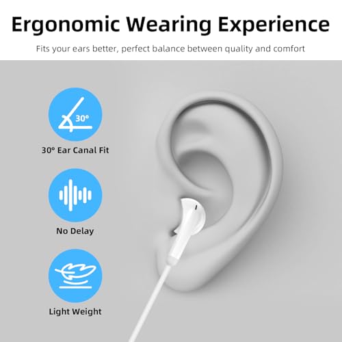 Wired Earbuds Headphones for Chromebook ThinkPad Laptops,3.5mm Plug | Noise Cancelling Ear Buds with Microphone,3,5mm Jack Earphones for Kindle Fire Tablet/Samsung A14 A15/Switch PC School - color: White
