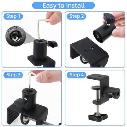 Desk Clamp for Microphone, Heavy-Duty Metal Mic Boom Arm C Clamp | 2 Way Mount 12mm Hole Table Clamp for Magnifying Light, Phone and Tablet Stand, Lamp Base, Fits Up 5.5cm Desktop Thickness - size: XZ007