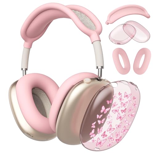 Cute Butterfly Clear Case for Airpods Max Headphones Kawaii Pink Girly Soft TPU Ear Cups Cover Anti-Scratch Silicone Ear Pad Protective Case Dreamy Headband Cover for Apple Airpods Max - color: Butterfly 10