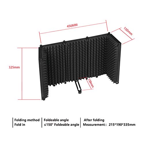 Portable Adjustable Sound Absorbing Vocal Recording Panel, Mic for Desktop or Stand, Reducing Noise and Reflection with High Density Sponge, Multi Layer Noise Reducti