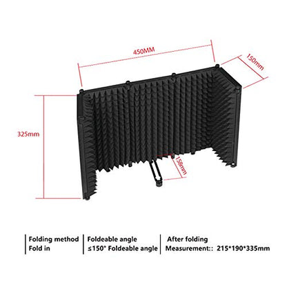 Portable Adjustable Sound Absorbing Vocal Recording Panel, Mic for Desktop or Stand, Reducing Noise and Reflection with High Density Sponge, Multi Layer Noise Reducti