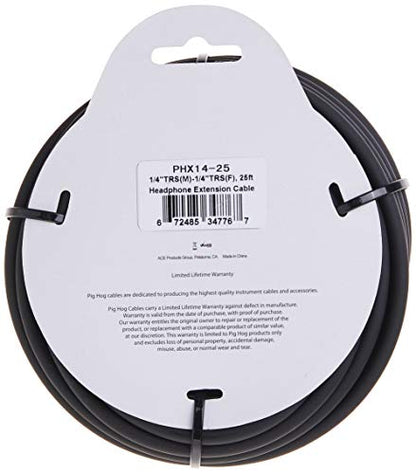 Pig Hog PHX14-25 1/4" TRSF to 1/4" TRSM Headphone Extension Cable, 25 Feet - size: 25 Feet