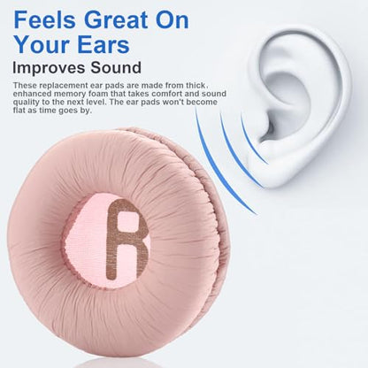 Tune 600 Ear Pads Replacement Ear Cushions Compatible with JBL Tune 600BTNC T500BT T510BT Tune 500 T450BT JR300 JR300BT Headphones High-Density Memory Foam Earpads Earmuffs Ear Cups Cover (Pink) - color: Pink