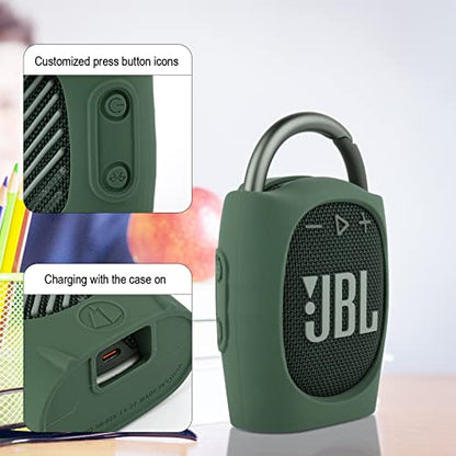 Silicone Case Compatible with JBL Clip 4 - Portable Mini Speaker Stand Up Protective Carrying Case Cover for JBL Clip 4 (Green) - color: Green