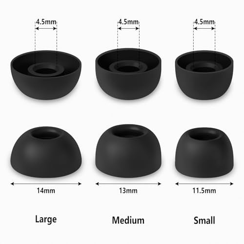 Geiomoo Silicone Ear Tips for Beats Powerbeats Fit 2025 Eartips, Replacement Earbuds Earpads (Black, L/M/S)