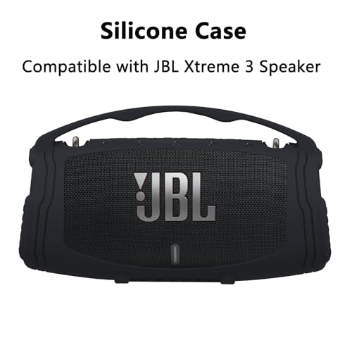 Silicone Cover Case for JBL Xtreme 3 Portable Bluetooth Speaker | Soft Skin Sleeve Protective Carrying Case for JBL Xtreme 3 with Handle, Shockproof and Anti-Scratch Cover (Black) - color: Black