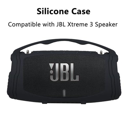 Silicone Cover Case for JBL Xtreme 3 Portable Bluetooth Speaker | Soft Skin Sleeve Protective Carrying Case for JBL Xtreme 3 with Handle, Shockproof and Anti-Scratch Cover (Black) - color: Black