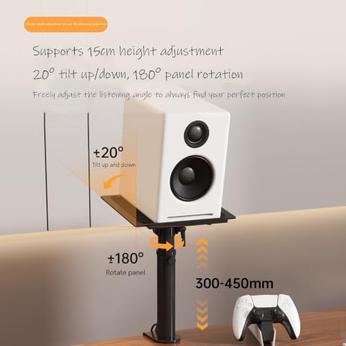 Desktop Clamp-on Speaker Stands Height Adjustment and Tilt for Studio Computer Office