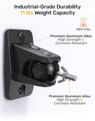Surround Sound Speaker Wall Mount for Samsung Q990F, Q990D, Roku, 2 Pack | Universal Rear Satellite Speaker Mount Bracket with 1/4"-20 4mm 5mm Thread and Keyhole, 11 lbs Capacity