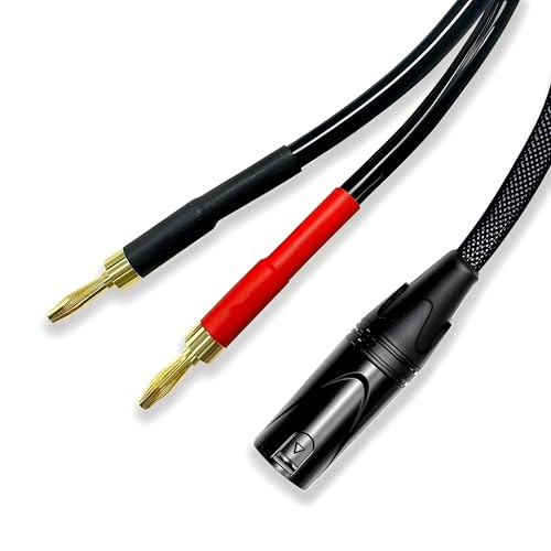 1Pack 6.56FT XLR to Banana Speaker Cable for Speaker Power Amplifier | Banana Plug to XLR Male, Male to 2 Male Plugs XLR Cable, OFC 12AWG Wire, Heavy Duty Nylon Braided Cover(Black/2M)