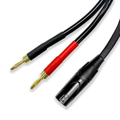 1Pack 6.56FT XLR to Banana Speaker Cable for Speaker Power Amplifier | Banana Plug to XLR Male, Male to 2 Male Plugs XLR Cable, OFC 12AWG Wire, Heavy Duty Nylon Braided Cover(Black/2M)