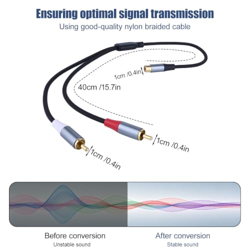 3.5mm Female to 2 RCA Male Audio Cable