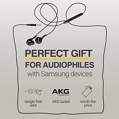 ElloGear 2023 OEM Earbuds Stereo Headphones for Samsung Galaxy S10 S10e Plus A31 A71 Cable - Designed by AKG - with Microphone and Volume Buttons (Black) with Carrying Pouch