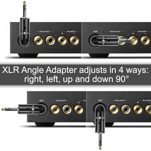 HQRP 2-Pack 3-Pin XLR Male to 1/4" / 6.35 mm Male TRS Angle Adapter with 4 Adjustable Angle Positions Right Left and 90 Degree Compatible with Mixers, Microphones, amplifiers, EQ, Rack Gear, etc - style: XLR Male to 1/4" TRS
