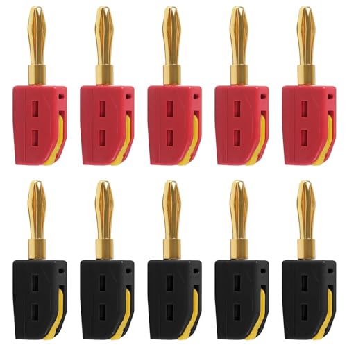 10Pcs 4mm Banana Plug Quick Connect Speaker Wire Connectors 32A 250V, Insulated Banana Sockets for Home Theater Audio -Red Black - color: 10pcs Red/Black