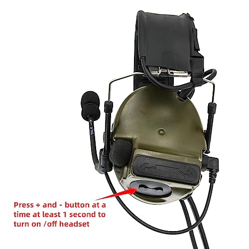 HEARFALCOM Dual Communication Tactical Headset with PTT Adapters U94 PTT Compatible with UV-5R, UV-82 Walkie Talkie Suitable for Airsoft Sports, Hunting, Hearing Protection(FG) - color: Green