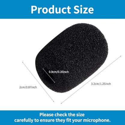 18 Pack Microphone Covers Foam, Black Noise Microphone Windscreen, Lapel and Headset Mini Microphone Foam Cover with Box