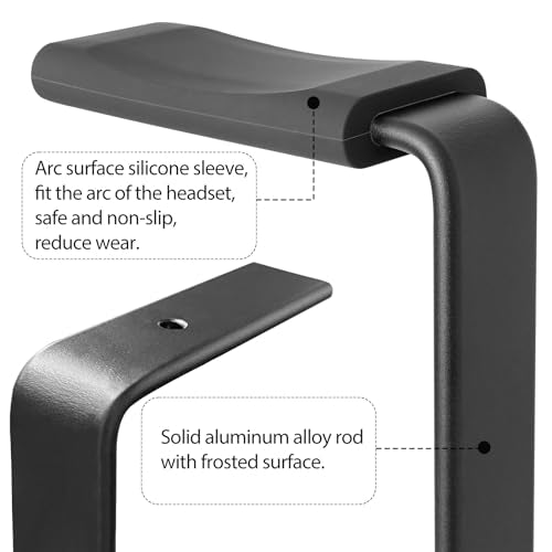 Wooden Headphone Stand for Desk, Holder for Apple Sony Beats Bose Headset | Universal Desktop Stand, Non-slip Heavy Base with Soft Padding Square