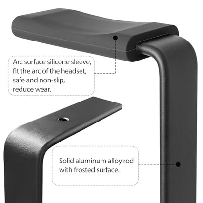 Wooden Headphone Stand for Desk, Holder for Apple Sony Beats Bose Headset | Universal Desktop Stand, Non-slip Heavy Base with Soft Padding Square
