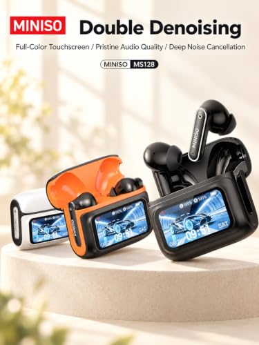 MINISO MS128 ANC Bluetooth 6.0 in-Ear Earbuds Touch Screen Charging Case - color: Black