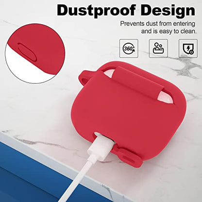 Compatible with AirPods 3 Case, Protective Silicone Cover for AirPods 3rd Generation Case 2021, Wireless Charging - Red - color: C-Red