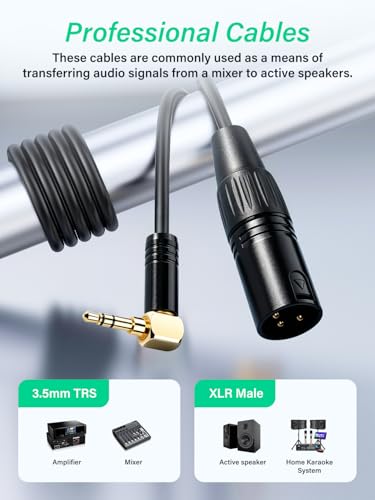 Right Angle 3.5mm TRS Male to XLR Male Balanced Audio Cable,1/8" to XLR Stereo Cable for Headphones, Microphone, Guitar (1.64FT/0.5M)