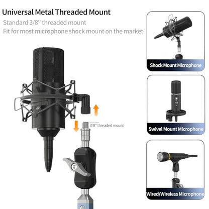 Microphone Boom Arm 360° Rotatable Foldable Adjustable Desk Mic Stand Desk Mount Sturdy Aluminum Alloy for Podcast Video Gaming Meeting Studio - size: Suction Cup