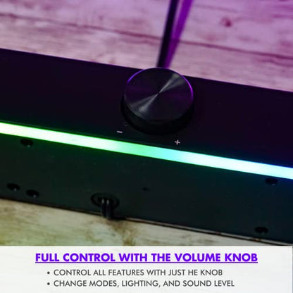 Tilted Nation Gaming Soundbar - Monitor Sound Bar for PC - RGB Computer Speakers for Desktop PC (Wireless or USB Wired) Crisp Audio and Adjustable LED
