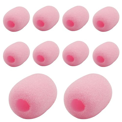 Pink Lapel Headset Microphone Windscreen, 10 Pack | High-Density Sponge Foam Covers, Noise Reduction, Dust & Moisture Protection, Fits Gaming, Office, Fitness, Aviation Headsets - color: Pink