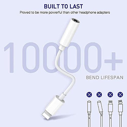 [Apple MFi Certified] iPhone 3.5mm Headphone Jack Adapter,2Pack for Apple Lightning to 3.5mm Earphones Jack Adapter Cord Dongle Aux Cable Converter Accessories Compatible with iPhone14 13 12 11/Xs/XR - size: 2pack-L