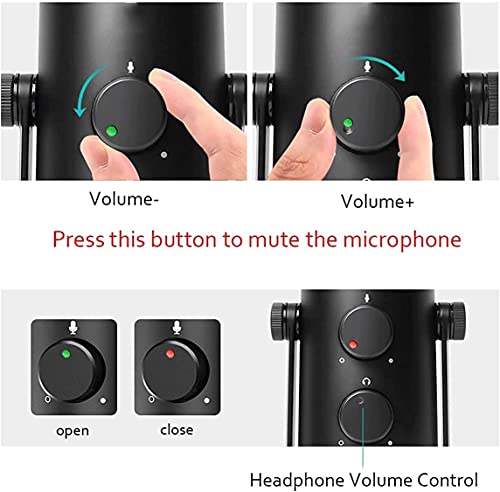 USB Microphone for Computer, Plug & Play Computer Microphone, with Mute Key, Echo/Volume Control Desktop Microphone for Gaming, Vocals, Voice Over, Streaming