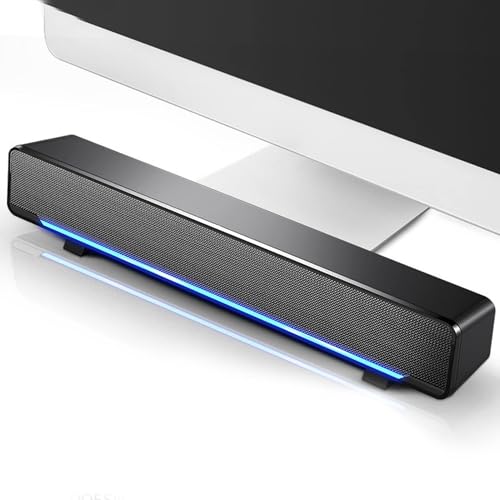 HERCHR USB Speaker Bar Computer Speaker for Desktop, Laptop, PC Speaker Small Soundbar with AUX/USB Connection Portable Mini Sound Bar(Black) - color: Black