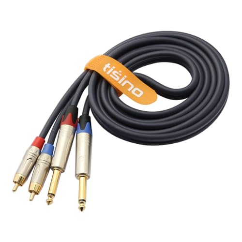 Tisino RCA to 1/4" Cable,Dual RCA to Dual 1/4" TS HiFi Audio Cable, 3.3FT | Dual 1/4" TS to 2 RCA Male Interconnect Cable for Mixer, Amp, Studio, Gold-Plated OFC Shielded Stereo Audio Patch Cords - size: 3 feet