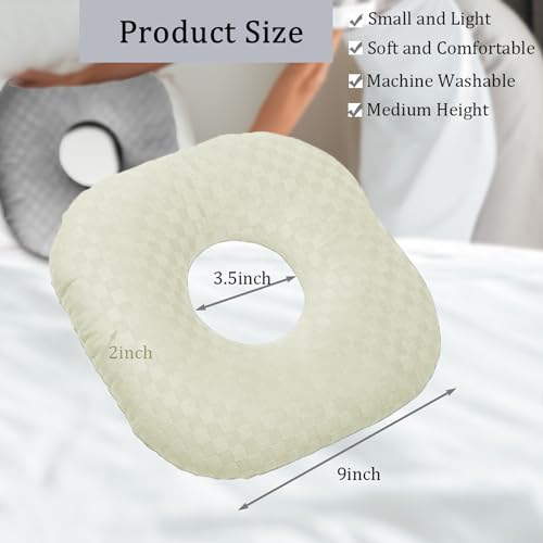 Ear Piercing Pillow with Hole for Cartilage Piercings, CNH Support - color: Cream