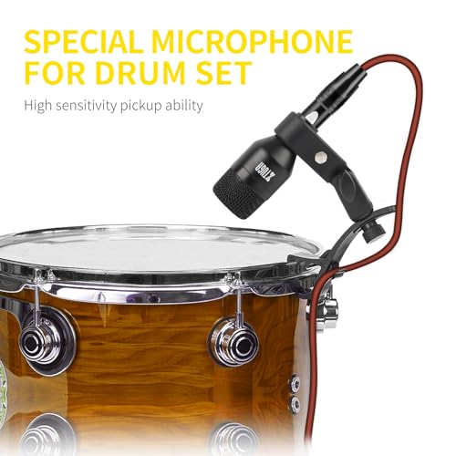 XTUGA DI7 Drum Microphone Kit,7 Pieces Metal Dynamic Drum Mic Set
