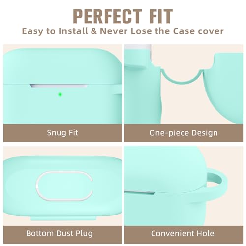 Hamile Compatible with AirPods Pro Case Protective Silicone Case Shockproof Cover Skin for Apple AirPod Pro 2019 Charging Case, with Keychain, Mint Green - color: Mint Green