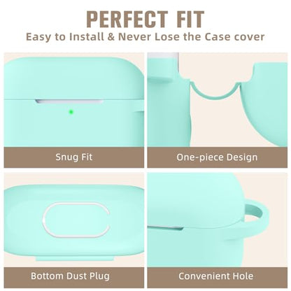 Hamile Compatible with AirPods Pro Case Protective Silicone Case Shockproof Cover Skin for Apple AirPod Pro 2019 Charging Case, with Keychain, Mint Green - color: Mint Green