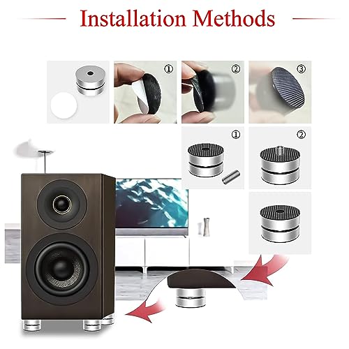 Audiocrast 4X HiFi Speaker Spike Pad Isolation Feet Stand Feet 40X23MM Shock Absorber with Stainless Steel Ball for Audio Speaker Subwoofer CD DVD Amplifier Turntable DAC