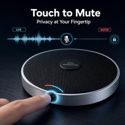 360° Computer Microphone for Desktop , USB Conference PC Mic, Noise-Canceling Technology, Recording, Skype, Online Class, Court Reporter, Plug & Play, Compatible with Windows/PC/Desktop/Laptop - size: Square