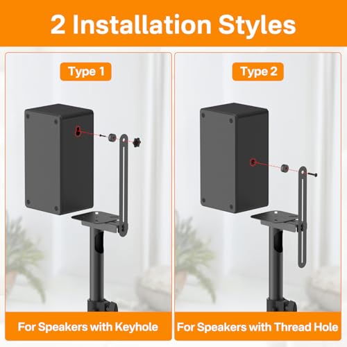 Heavy-Duty Bookshelf Speaker Stands for Vizio Speaker Stands Pair with Vizio Soundbar Mount for Surround Sound - Adjustable Floor Speaker Stands for Vizio Rear Speaker Stands with Cable Management