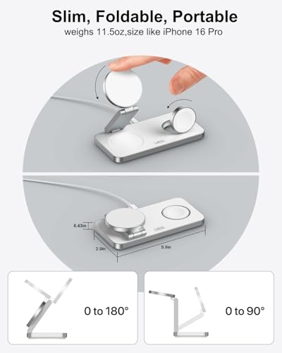 UEQ Foldable 3 in 1 Wireless Charging Station for Apple Compatible with Magsafe Charger Stand,Magnetic Wireless Charger Station for iPhone 17 Air 16 15 14 13 12 Series,Airpods Pro,Apple Watch (White) - color: White