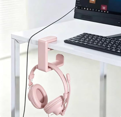 1pcs Headphone Stand Headset Hook Holder Hanger Mount with Adjustable Rotating Arm Clamp Desk Mount Universal Bag Headphone Hanger Hook Under Desk with 360 Degree Swivel&Cable Clip Organizer,Pink - color: Pink