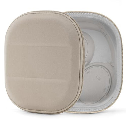 Geekria Shield Headphones Case Compatible with Bose QC Ultra II, QC 45/35 II Gaming and More, Replacement Hard Shell Travel Carrying Bag with Cable Storage (Apricot)