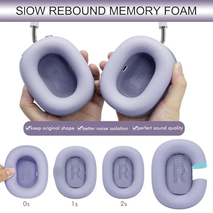 GEVO Upgraded Ear Cushions Replacement Earpads for AirPods Max 1 & 2 Headphones, Protein Leather Ear Pads Ear Covers Cups with Memory Foam and Magnet for AirPods Max 1 & 2 (Purple) - color: Purple