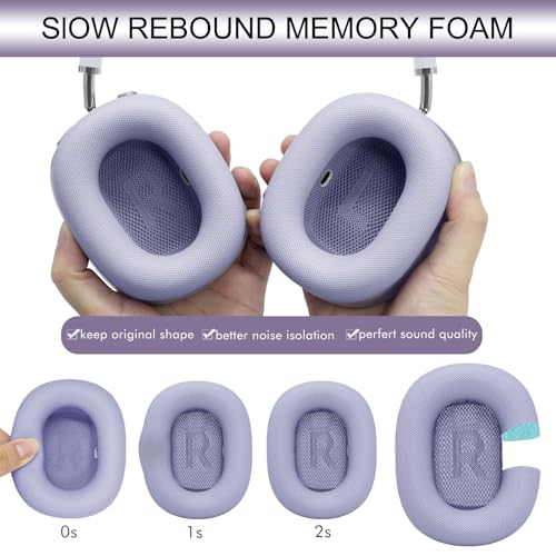 GEVO Upgraded Ear Cushions Replacement Earpads for AirPods Max 1 & 2 Headphones, Protein Leather Ear Pads Cover with Memory Foam and Magnet for AirPods Max 1 & 2 (Purple) - color: Purple