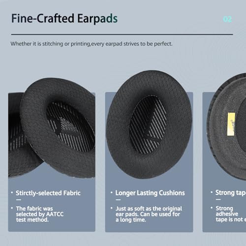 QuietComfort 35 / QC 35ii Replacement Ear Cushions for Bose Headphones, Compatible with Bose QC45 QC35 QC25 QC2 QC15 / Around-Ear 2 AE2i AE2w / SoundTrue and SoundLink Series (Black) - color: Black & Black