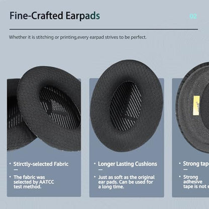 QuietComfort 35 / QC 35ii Replacement Ear Cushions for Bose Headphones, Compatible with Bose QC45 QC35 QC25 QC2 QC15 / Around-Ear 2 AE2i AE2w / SoundTrue and SoundLink Series (Black) - color: Black & Black