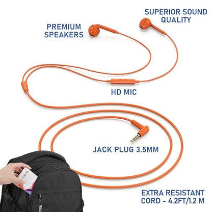 LUDOS Zenith Wired Earbuds in-Ear Headphones, 5 Year Warranty, Earphones - color: Orange, size: 3.5 mm